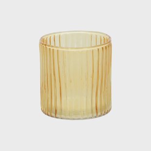 Waxinelichthouder, geribbeld glas,&Oslash;6 X 7 cm
