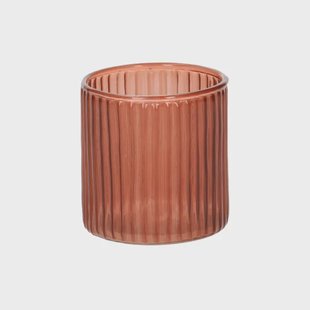 Waxinelichthouder, geribbeld glas, rood, 6,5 X&Oslash; 6 cm