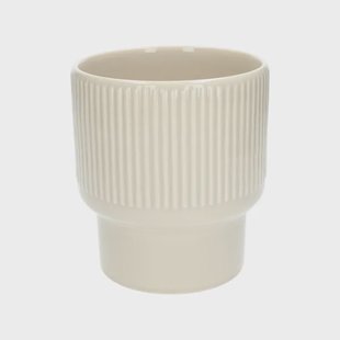 Bloempot, aardewerk, geribbeld, lichtbeige,&Oslash;17 X H19 cm