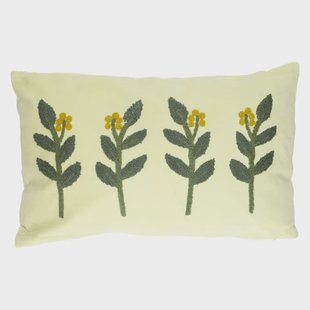 Velours kussen, bio-katoen, takjes, groen, 30 x 50 cm