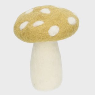 Paddenstoel, staand, vilt, geel, ca.12 cm