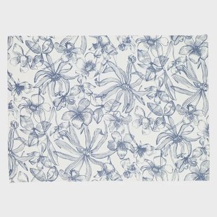 Placemat, GOTS bio-katoen, blauwe bloem, 35 x 50 cm