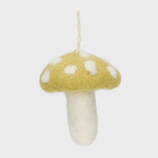 Hanger paddenstoel, vilt, groen met witte stippen