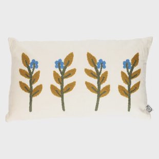 Velours kussen, bio-katoen, takjes, off white, 30 x 50 cm