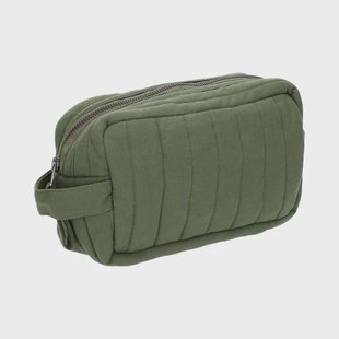 Toilettas middel, GOTS bio-katoen, donkergroen, 10 x 12 x 9 cm