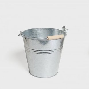 Emmer met beukenhouten handvat, zink, 5 liter