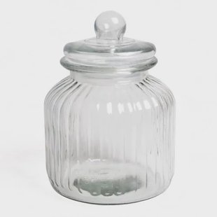 Voorraadpot, glas, ribbels, 2,2 liter