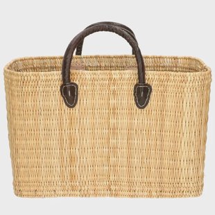 Tas, pitrusgras, bruin lederen hengsel, groot