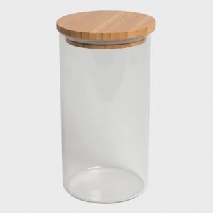 Voorraadpot met bamboe deksel, glas, 1 l