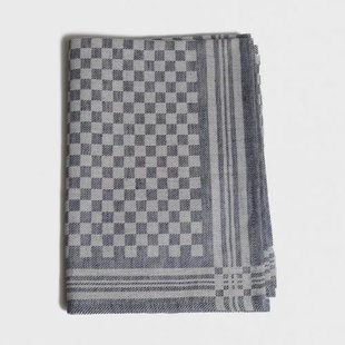 Thee-/glazendoek, linnen/katoen, blauw ruitje