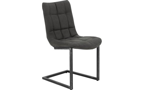 Goossens Eetkamerstoel Steven grijs micro leer leuning, urban industrieel