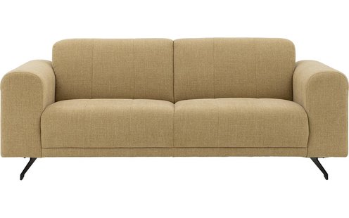 Goossens Bank Mellow geel, stof, 2-zits, stijlvol landelijk