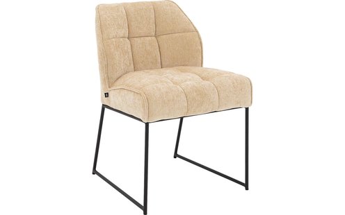Goossens Eetkamerstoel Ronnie beige stof leuning, elegant chic