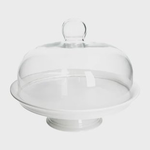 Taartplateau, porselein, met glazen stolp,&Oslash; 30 cm