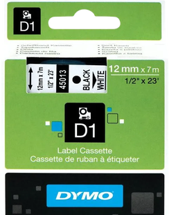 DYMO D1 12mm x 7m Zwart Wit Labels