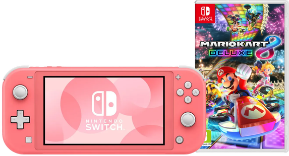 Nintendo Switch Lite Koraal + Mario Kart 8 Deluxe Switch