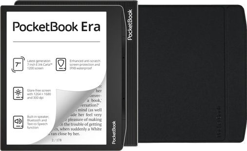 PocketBook Era 16GB Zilver + Flip Book Case Zwart