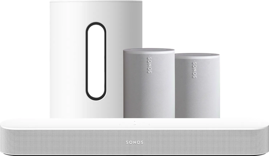 Sonos Beam Gen2 Wit + 2x Era 100 Wit + Sub Mini Wit