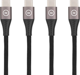 BlueBuilt Usb C naar Usb C Kabel 1,5m Nylon Zwart Duo Pack