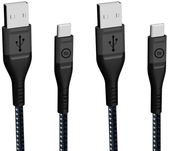 BlueBuilt Usb A naar Usb C Kabel 1,5m Kevlar Zwart Duo Pack