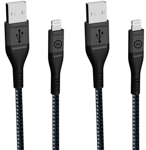 BlueBuilt Usb A naar Lightning Kabel 1,5m Kevlar Zwart Duo Pack