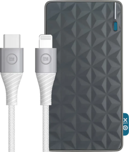 BlueBuilt Powerbank met Snelladen 10.000 mAh + Lightning Kabel 1,5m Nylon Wit