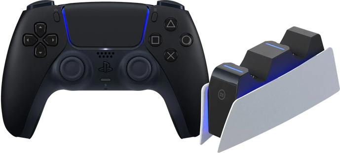 Sony PlayStation 5 DualSense Draadloze Controller Midnight Black + BlueBuilt oplaadstation
