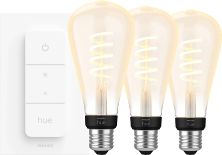 Philips Hue Filament White Ambiance Edison XL 3-pack + dimme