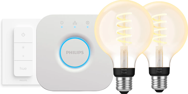 Philips Hue Filament White Ambiance Globe 2-Pack Startpakket