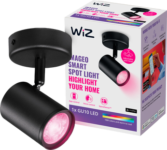 WiZ 1 spot Imageo zwart - Gekleurd en Wit licht - GU10