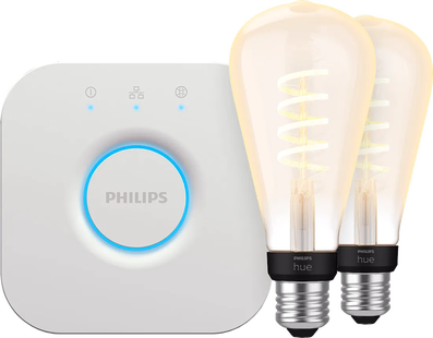 Philips Hue Filament White Ambiance Edison XL 2-Pack + Bridge