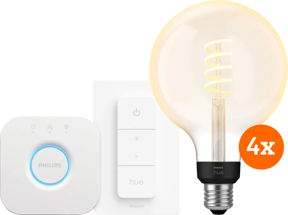 Philips Hue Filament White Ambiance Globe XL 4-Pack Startpakket