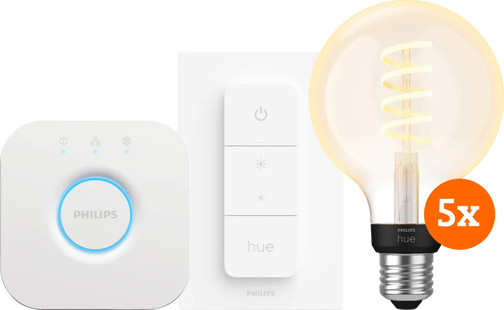 Philips Hue Filament White Ambiance Globe 5-Pack Startpakket