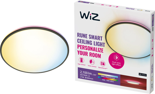 WiZ Plafondlamp Rune - Gekleurd en wit licht - zwart