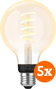 Philips Hue Filamentlamp White Ambiance Globe E27 5-pack