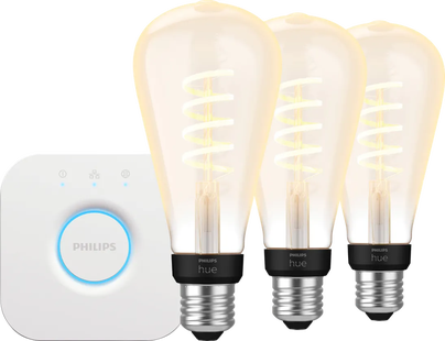 Philips Hue Filament White Ambiance Edison XL 3-Pack + Bridge