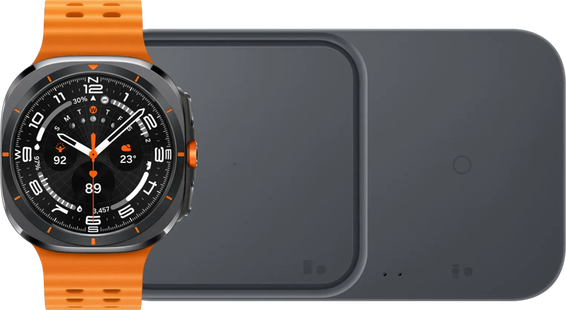 Samsung Galaxy Watch Ultra 4G Grijs/Oranje 47mm + Duo Draadloze Oplader