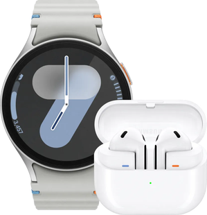 Samsung Galaxy Watch 7 4G Zilver 44mm + Galaxy Buds3 Wit