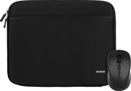 BlueBuilt Laptophoes breedte 30 cm 12-13 inch Zwart + Nexum Draadloze muis
