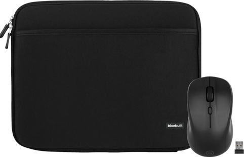 BlueBuilt Laptophoes breedte 37 cm 15-16 inch S Zwart + Nexum Draadloze muis