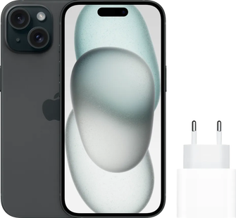 Apple iPhone 15 256GB Zwart + Apple Snellader