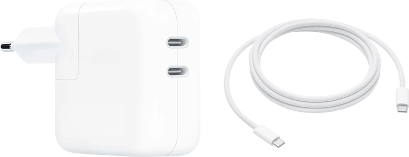 Apple 35W Power Adapter Met 2 Usb C Poorten + Apple usb C Oplaadkabel (2m)