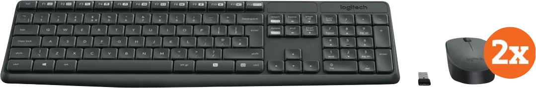 Logitech MK235 Draadloze Toetsenbord en Muis QWERTY 2-Pack