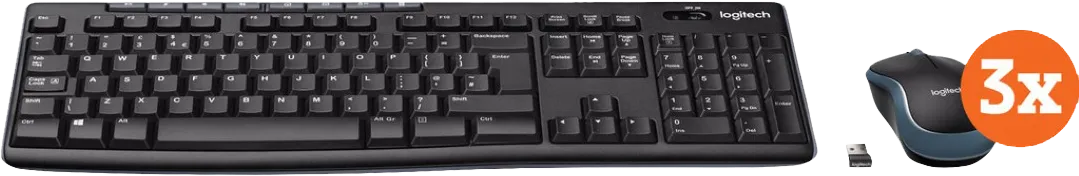Logitech MK270 Draadloos Toetsenbord en Muis QWERTY 3-Pack