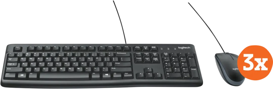 Logitech MK120 Toetsenbord en Muis QWERTY 3-Pack