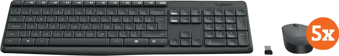 Logitech MK235 Draadloze Toetsenbord en Muis QWERTY 5-Pack