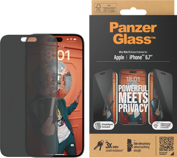 PanzerGlass Ultra-Wide Fit Apple iPhone 15 Plus Privacy Screenprotector Glas