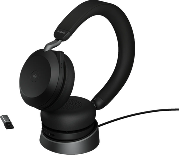 Jabra Evolve2 USB A MS TEAMS 75 Draadloze Office Headset met oplaadstandaard Zwart