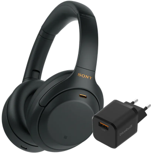 Sony WH-1000XM4 Zwart + BlueBuilt Quick Charge Oplader met Usb A Poort 18W Zwart