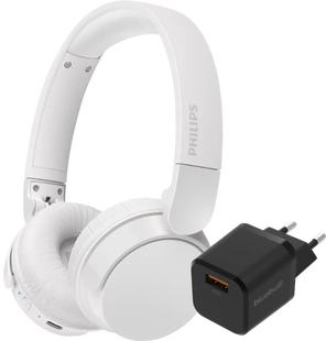 Philips TAH4209 Wit + BlueBuilt Quick Charge Oplader met Usb A Poort 18W Zwart